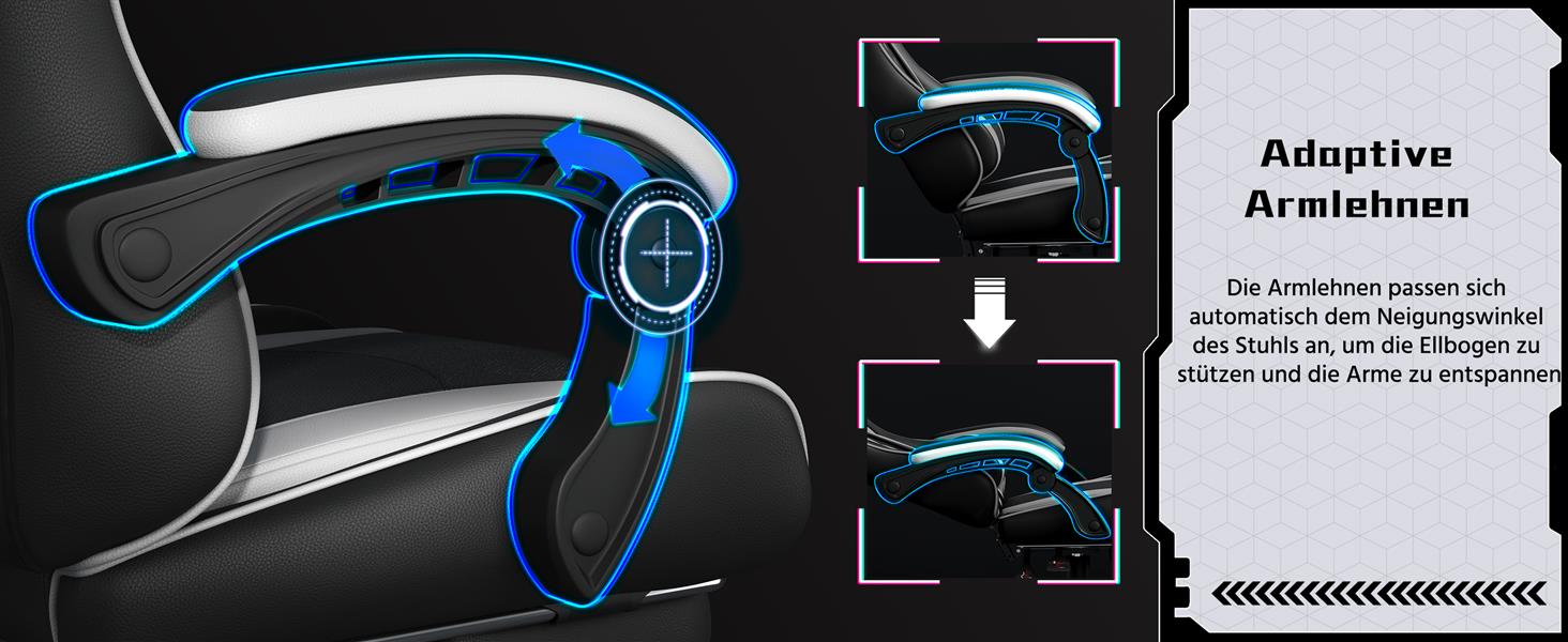 Ігровий крісло Yaheetech з масажем, комп'ютерне крісло з підніжкою, біле, регульована спинка 90-135°