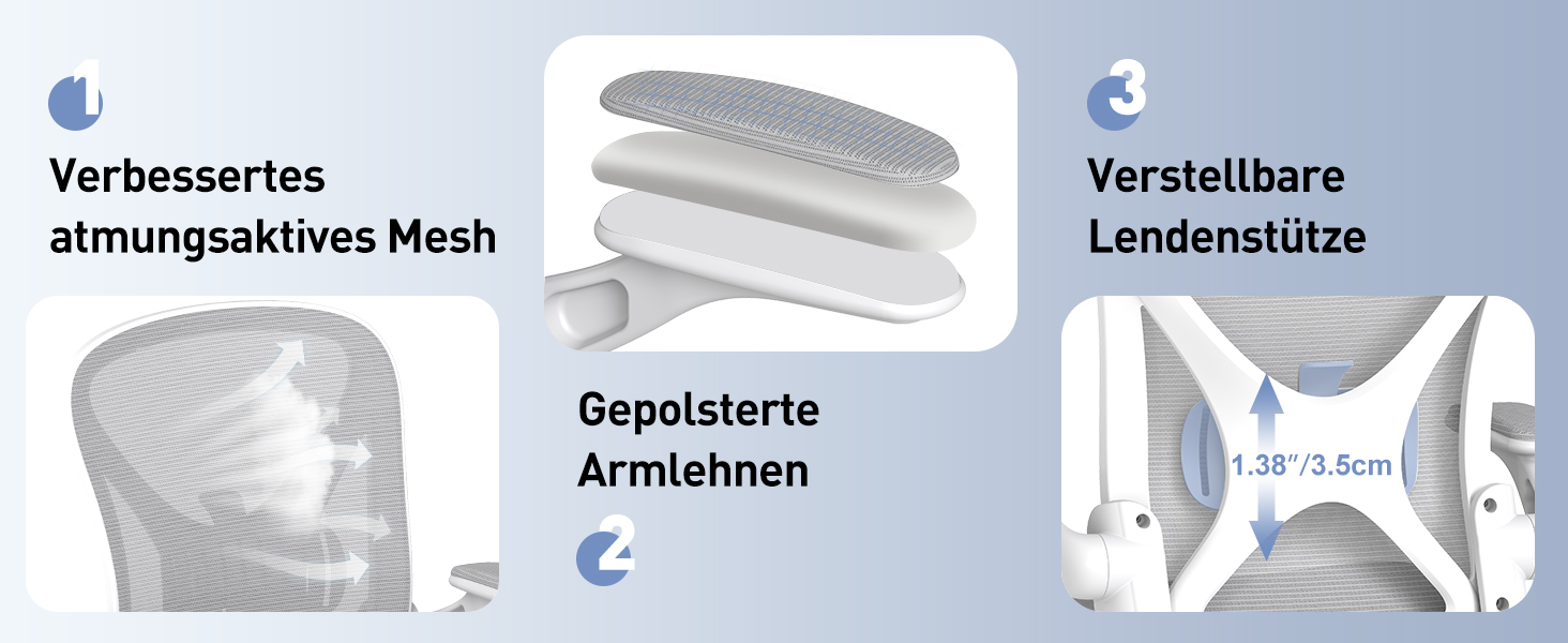 Ергономічне крісло для офісу ZZH з сітчастою спинкою, регульованою поперековою підтримкою та підйомними підлокітниками, дихаючий комп'ютерний стілець для дому з обертанням на 360° та регулюванням висоти, сірий