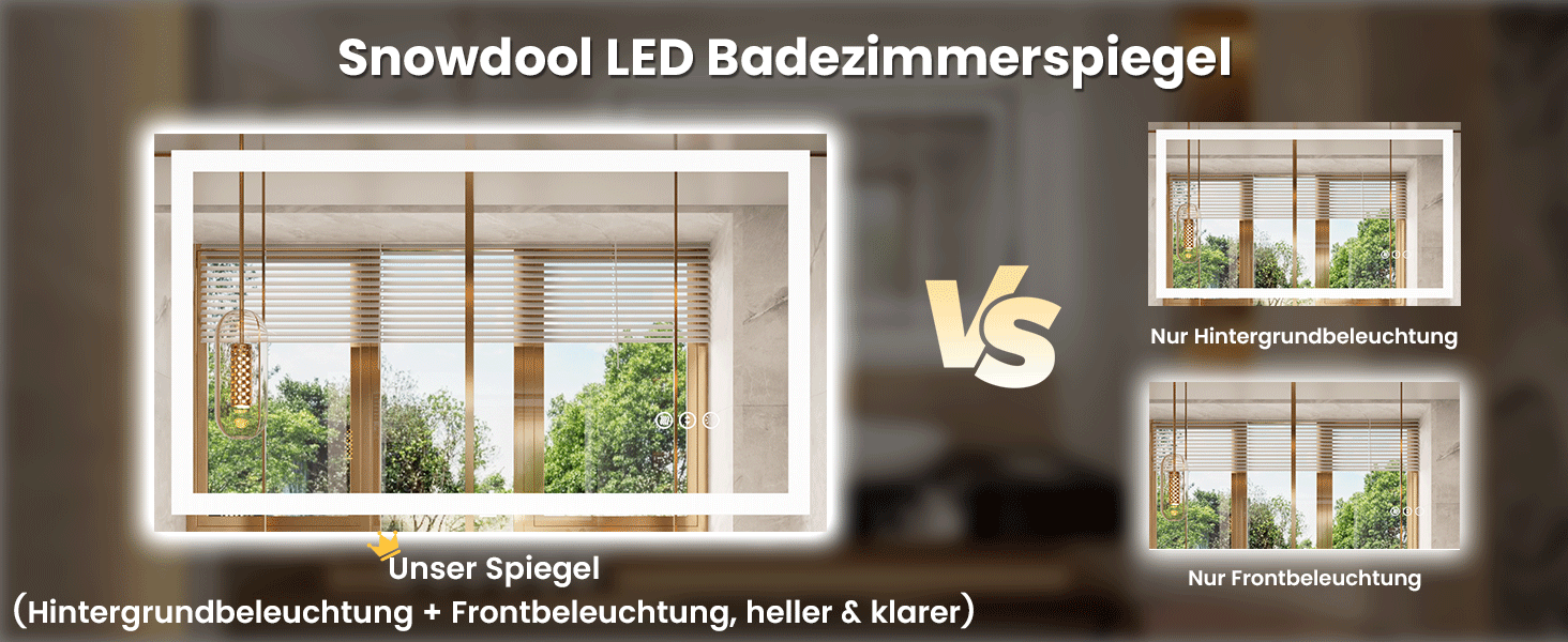 LED дзеркало для ванної кімнати 60x80 см з підсвічуванням, сенсорне керування, регулювання яскравості, 3 кольори світла, антизапар, IP44, вертикальна/горизонтальна орієнтація