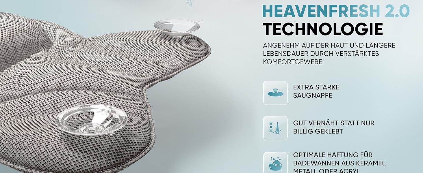 Подушка для ванни XXL преміум-якість сірого кольору | Додаткові подушки для шиї та плечей | Швидковисихаюча, пральна подушка для ванни з 4 великими присосками | Подушка для ванни XX-Large сіра