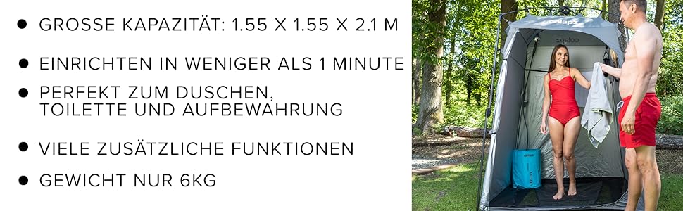 Намет для душу та туалету Colapz – портативна роздягальня для кемпінгу, сірий, 2,1 м