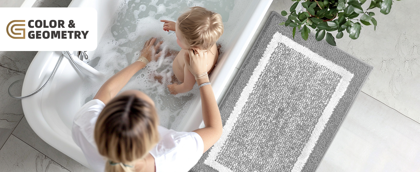 Килимок для ванної кімнати COLOR&GEOMETRY 60 x 110 см, сірий, нековзний, швидковисихаючий
