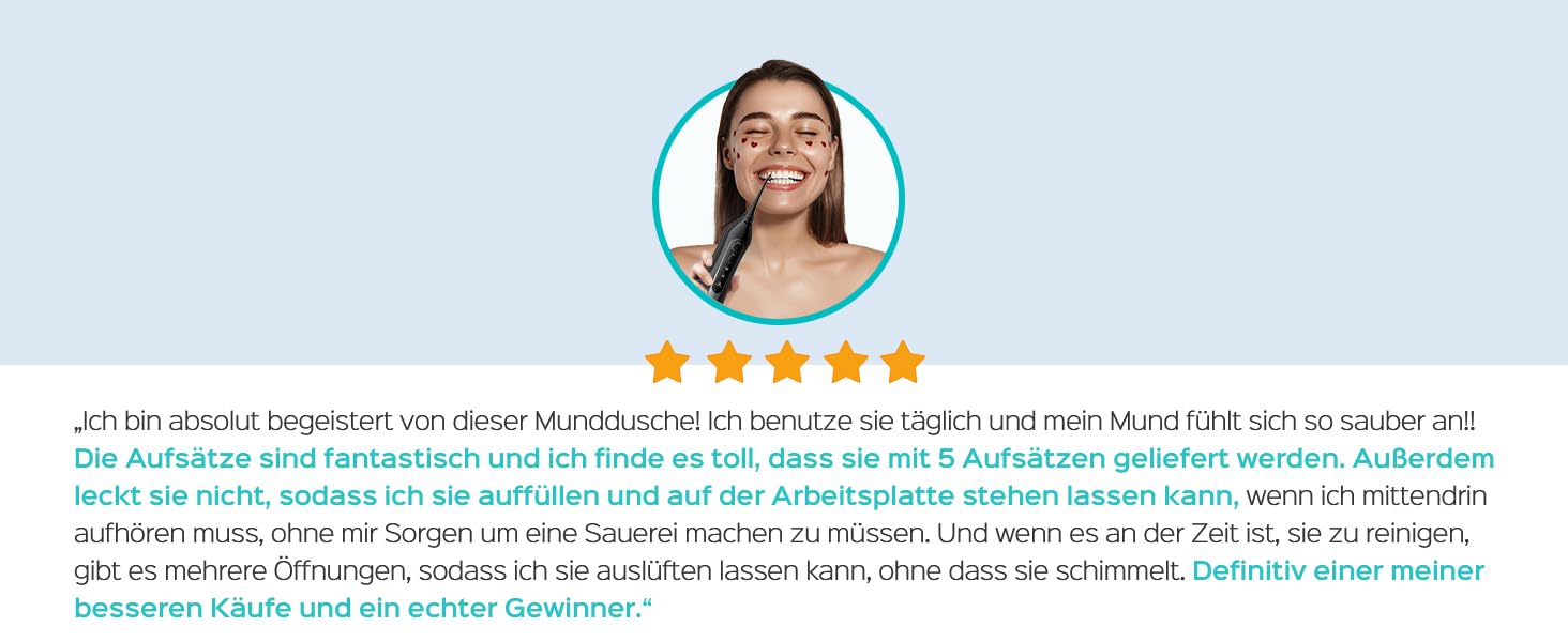 Портативна електрична душова насадка COSLUS: 300 мл, IPX7, 5 насадок, для догляду за порожниною рота, білий (чорний)