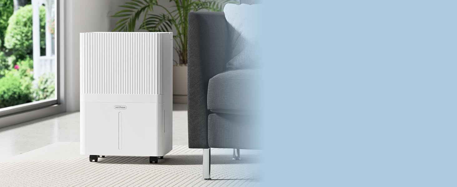 Електричний осушувач повітря VonHaus 12L/24h - для підвалу та приміщень до 125 м³, з таймером та гофрованим шлангом - захист від вологи та плісняви