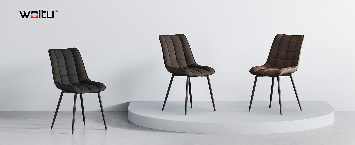 Стільці для їдальні WOLTU - кухонні стільці з м'якою спинкою та сидінням з льону, металеві ніжки, до 150 кг