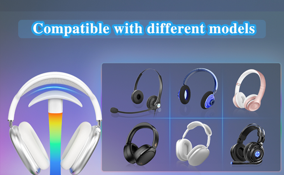 Підставка для навушників з бездротовим зарядним пристроєм, RGB-підсвічуванням, сумісна з Airpod Max, Airpod Pro/3/2, iPhone 16/15/14/13/12/11, Samsung, ідеальний подарунок для геймерів, чорний колір