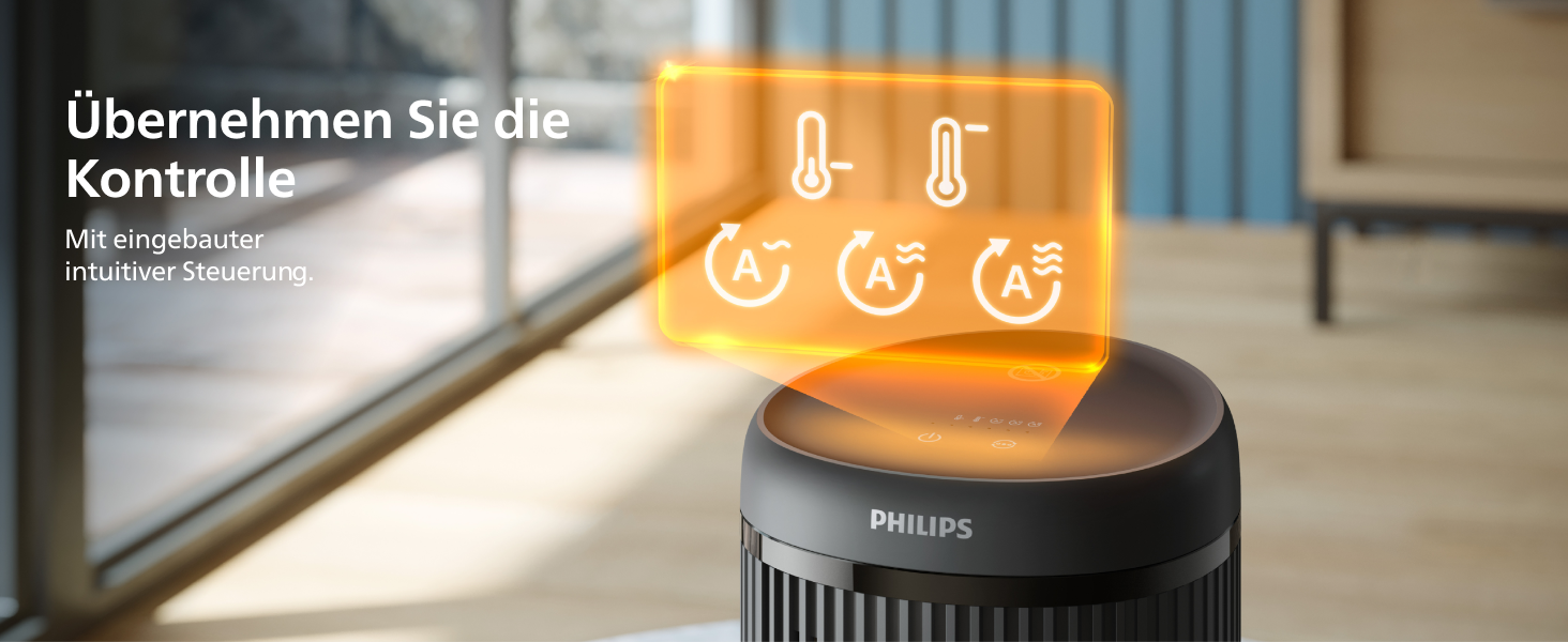 Керамічний тепловентилятор-товпчик Philips Smart 5000 серії, 2000 Вт, чорний