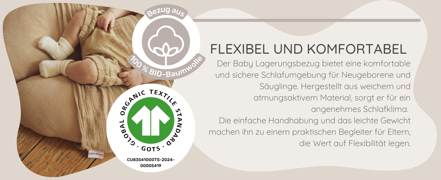 Підкова HOBEA-Germany XXL для вагітних, немовлят та дорослих (190x76 см) з органічної бавовни (принт 'Леопард')