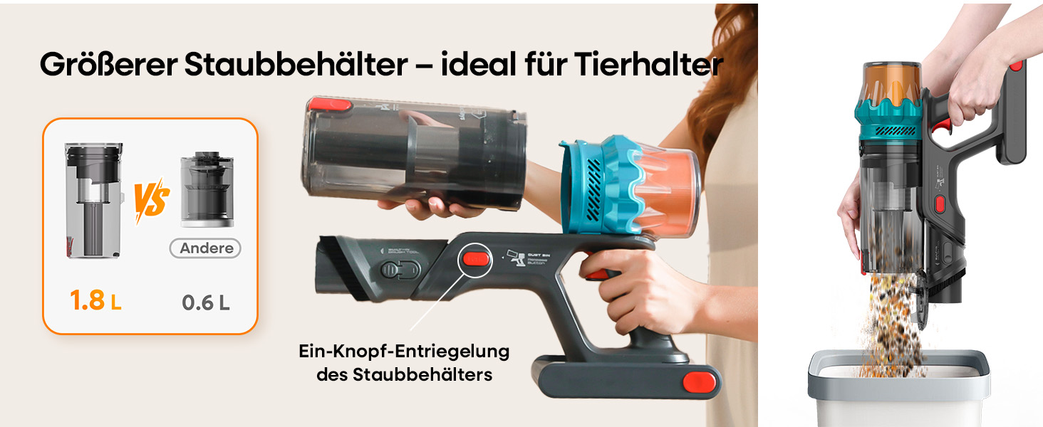 Акумуляторний пилосос ElecKeys K10 50000Pa/580W 70хв, бездротовий з LED дисплеєм, 1.8л, анти-заплутування, для шерсті тварин, килимів, підлоги, авто, синій