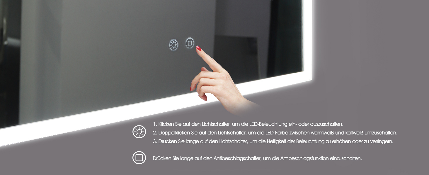 LED дзеркало для ванної кімнати Byecold з підсвічуванням, антизапітнінням, Wi-Fi годинником, датчиком та сенсорним вимикачем, 60x80 см