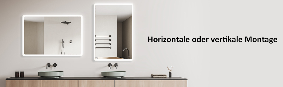 LED дзеркало для ванної кімнати 40x60 см з підсвічуванням, холодне біле світло 6500K, прямокутне, для монтажу на стіну