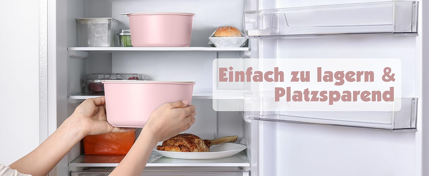 Набір посуду SENSARTE 17 частин з керамічним покриттям, антипригарний, для всіх плит, безпечний, рожевий