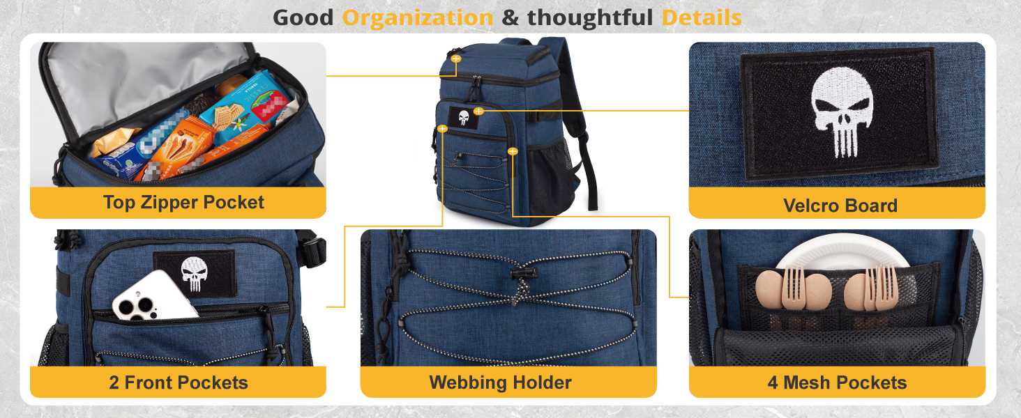 Тактичний холодильний рюкзак 25L: ізольований, водонепроникний, міцний. Ідеально для роботи, відпочинку, кемпінгу та походів (блакитний)