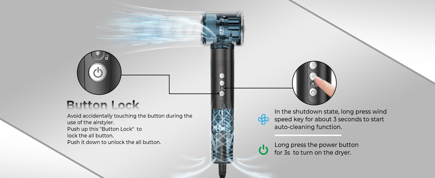 UKLISS Airstyler Pro 7 в 1: Фен-щітка з дифузором, 1400 Вт, професійний стайлер для сушіння, завивки та випрямлення волосся, чорно-золотий