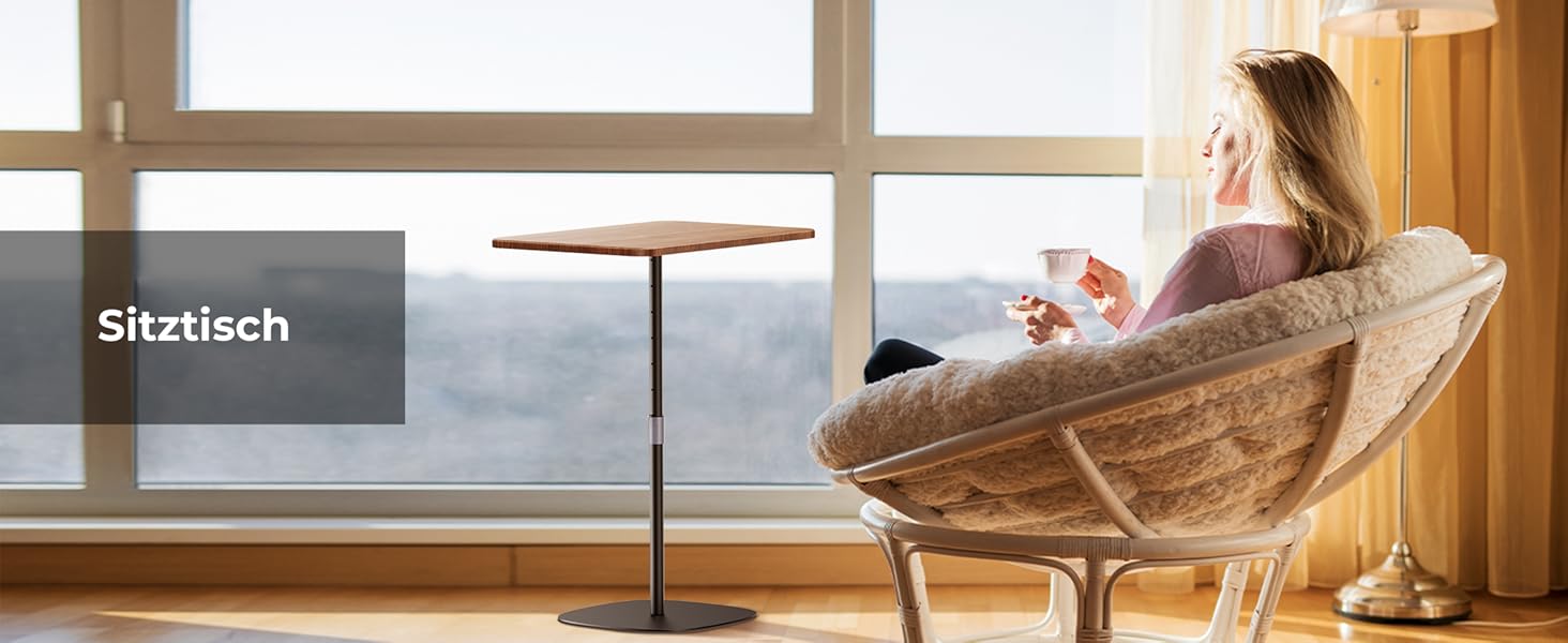 Регульований підставка для ноутбука, мобільний столик для дивану/приліжкові, дерев'яний подіум, чорний