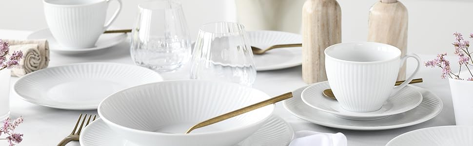 CreaTable Серія Valencia Pastell: 12-Piece Набір посуду з порцеляни для 6 осіб (кремовий, блакитний, зелений)