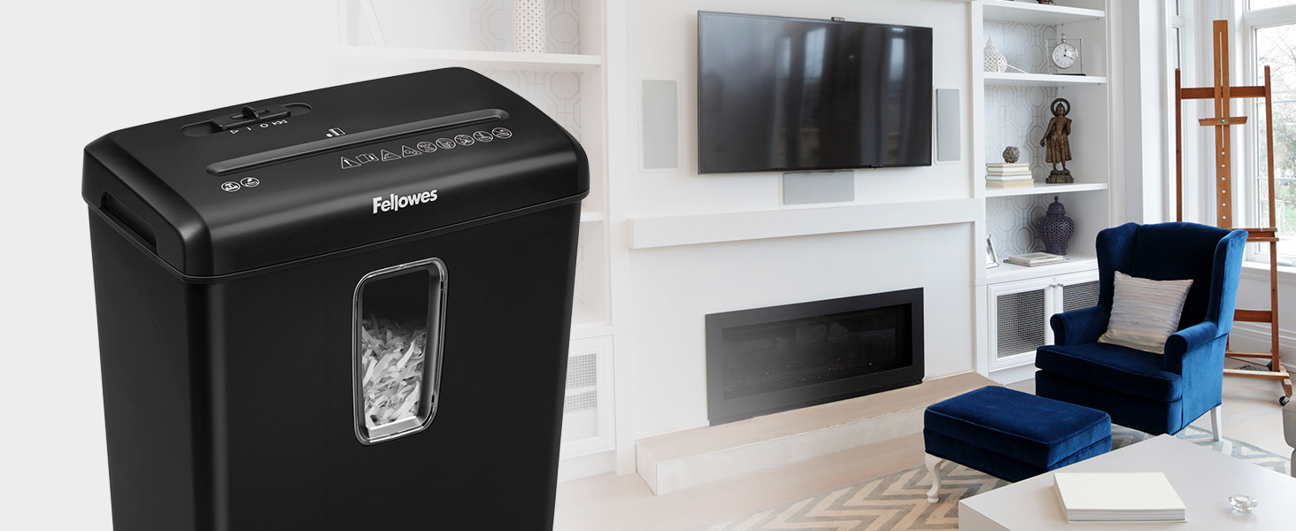 Fellowes Aktenvernichter 6 Blatt Partikelschnitt (P4): Шредер Fellowes FS-6C, 6 листів, P4, для дому та офісу, 15л, чорний