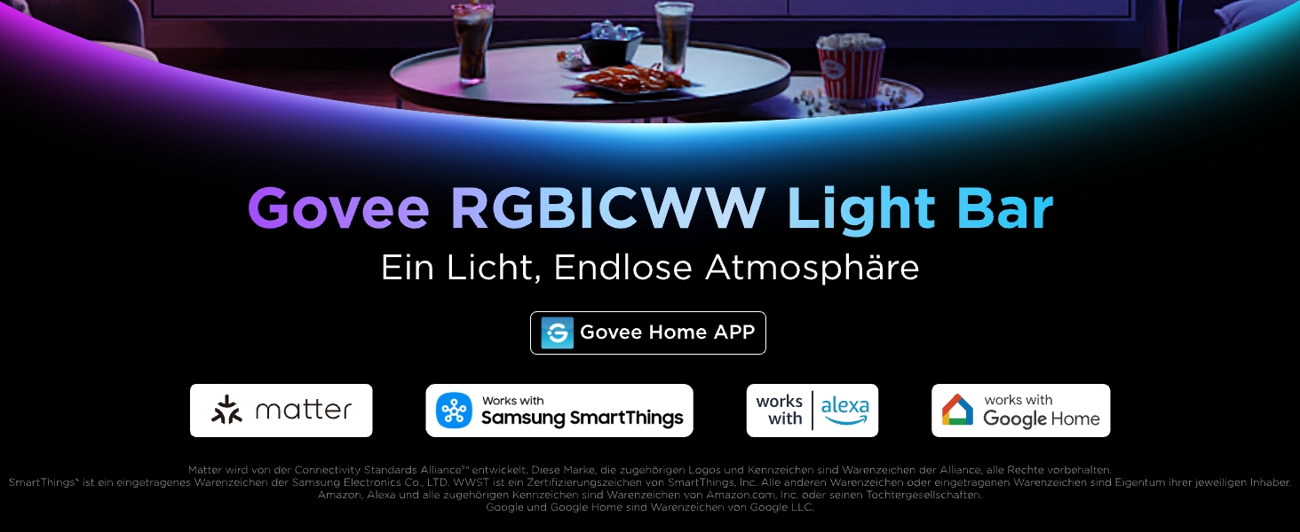 Світлодіодні LED-панелі Govee RGBICWW для підсвічування ТБ та ігрової зони, чорні