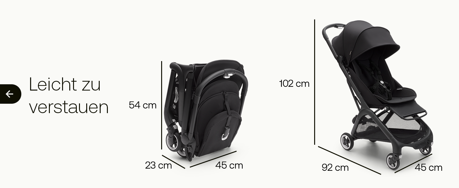 Bugaboo Butterfly: ультракомпактна коляска для подорожей, легка та зручна, складається одним рухом, ергономічна для міста, для малюків від 6 місяців, з великим об'ємом багажника (Midnight Black, Bundle)