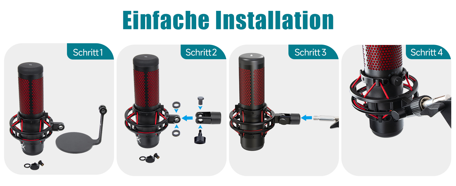 Стійка для мікрофона HyperX QuadCast з поп-фільтром та тримачем YOUSHARES - сумісна з QuadCast S, Fifine AM8, Blue Yeti, Razer Seiren Mini V3