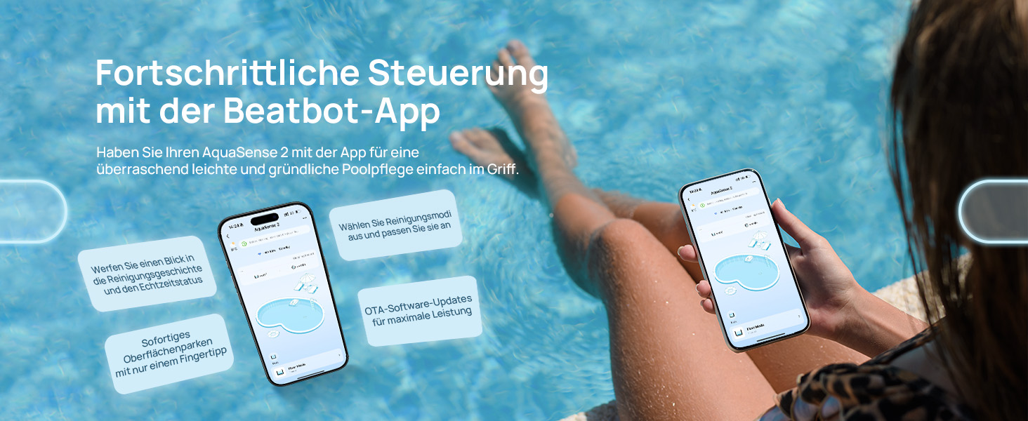 Робот-пилосос для басейну Beatbot AquaSense 2 з кришкою, акумуляторний, для чищення дна та стін, з функцією паркування, синій 