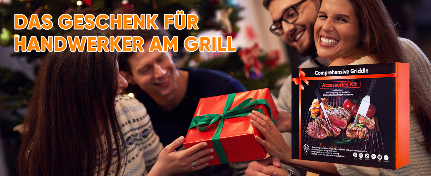 Набір гриль-посуду 19 предметів: аксесуари для гриля, прес для бургерів, лопатка, дзвоник, посуд для тепаньякі та гриля, нержавіюча сталь