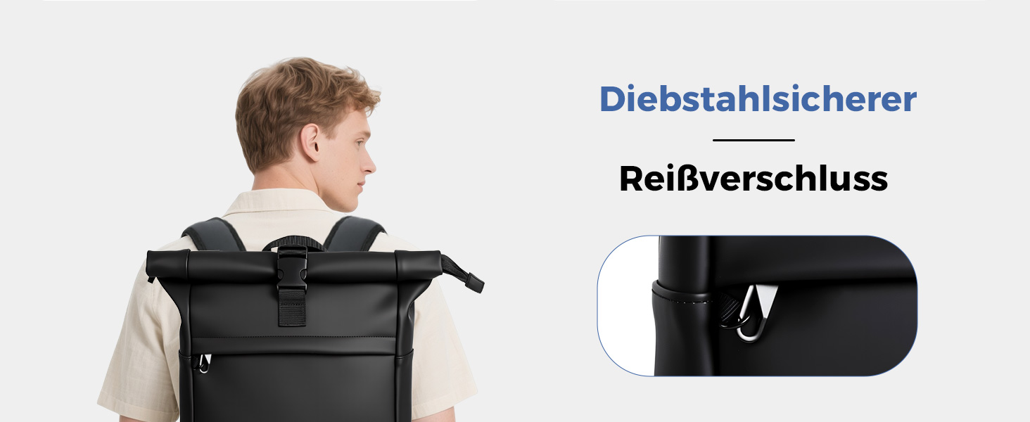 Водонепроникний рюкзак для ноутбука Rolltop (18-25 л), чорний, розмір L (30x13x48 см)