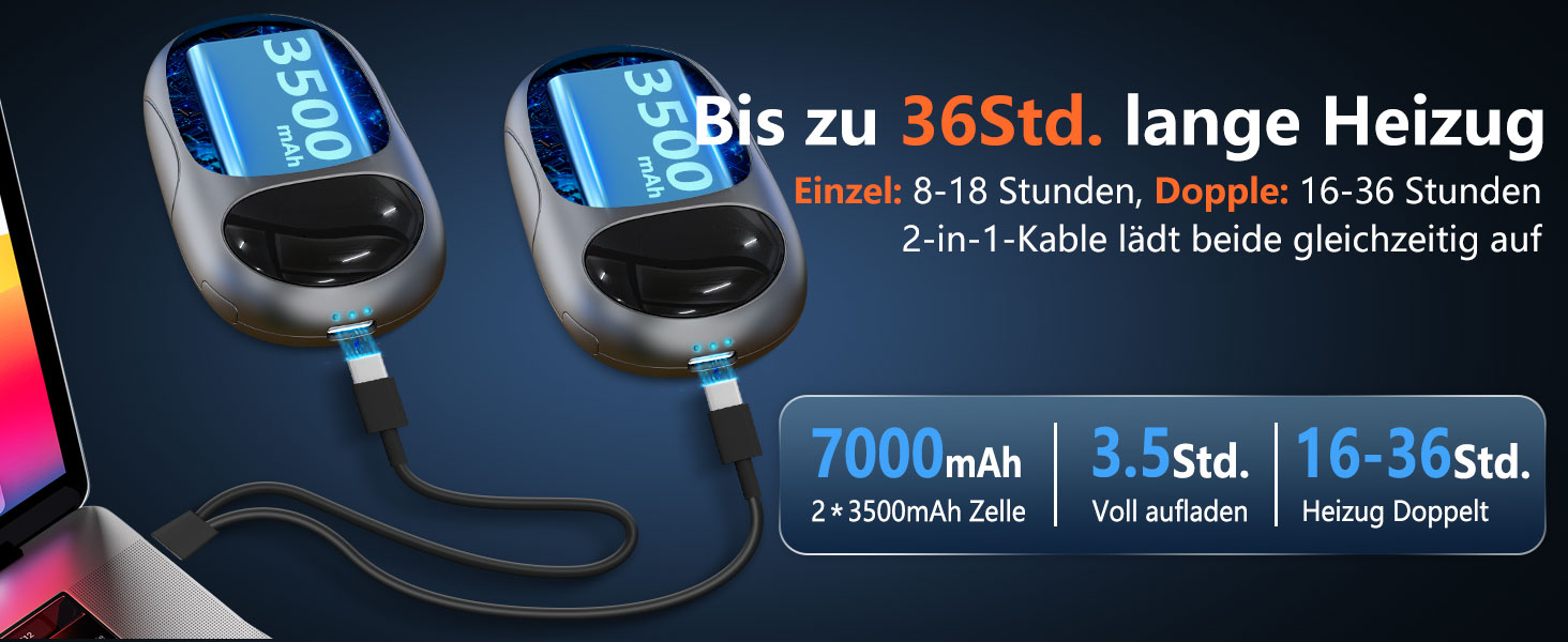 Електричні грілки для рук DDKJ - 2 шт. з LED-дисплеєм, 3 режими нагріву, перезаряджаються, для дітей, чоловіків, жінок. Компактні, багаторазові, білий та чорний колір