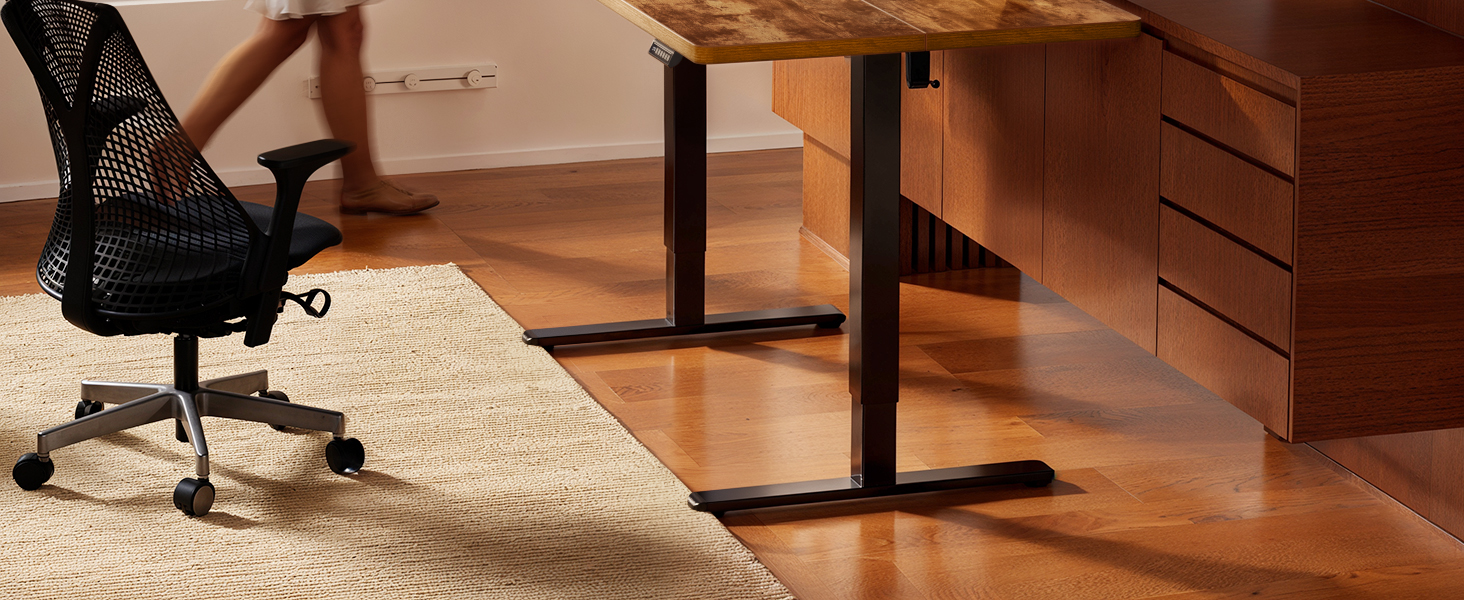 Електричний регульований стіл ErGear 160x80 см з 4-ма пам'ятними настройками, з'єднувальною пластиною, для дому та офісу, вінтажний колір дерева