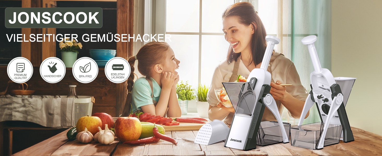 Набір для нарізання овочів 5-в-1: нарізувач, слайсер, набір для чищення, регулювання товщини 0,1-8 мм