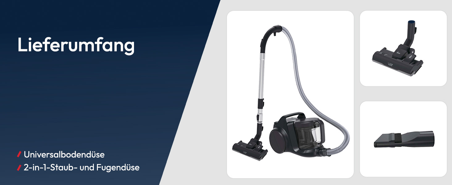 Пилсос Hoover HP1 без мішка, 850W, 2L, EPA-фільтр, аксесуари, радіус дії 7.5м, для твердих поверхонь та килимів
