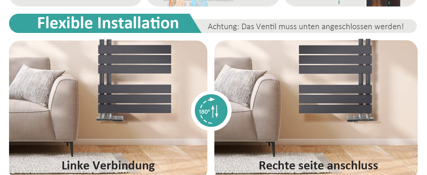 Електричний рушникосушар EMKE 104x50 см, чорний, 529W, бічний підключення