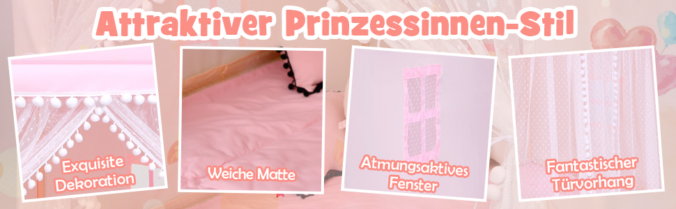 Дитяче намет-ігровий будиночок Dreamade з м'якою дахом та вікнами, дерев'яний каркас, для хлопчиків та дівчаток (жовтий)