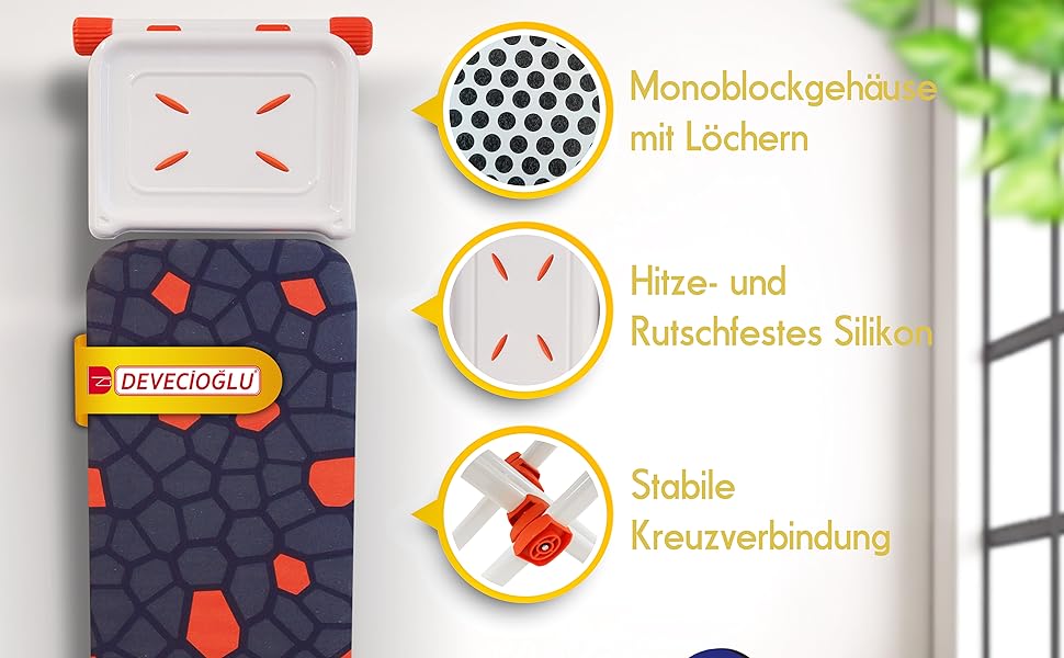 Прасувальна дошка DEVEÇİOĞLU 50-80см з чохлом 36x114см для парогенераторів, складна | Прасувальна дошка Mm480