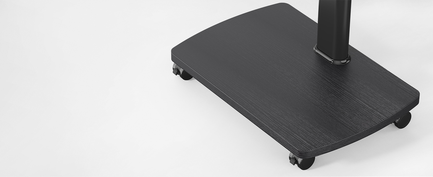 Підставка для телевізора на колесах з полицею, чорна, поворотна, регульована по висоті, VESA 400x400, для телевізорів 32-65 дюймів