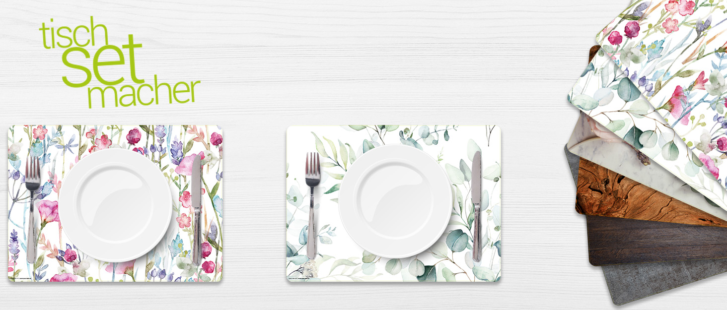 Набір килимків на стіл, 4 шт. з евкаліптовою фарбою, з вінілу (пластику), BPA-free, Made in Germany