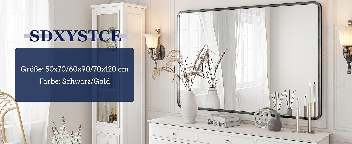 Дзеркало на стіну 60x90 см, чорне - для ванної кімнати, вітальні, спальні, прихожої