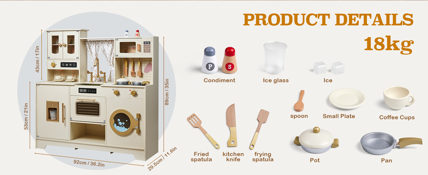 Дитяча кухня для приготування їжі з дерева, іграшковий набір, 26 аксесуарів, посуд, продукти, подарунок для дітей 3+ років, велика кухня