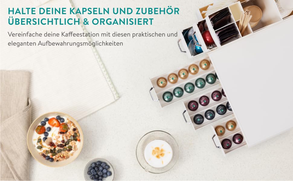 Тримач для капсул кави Navaris - органайзер для капсул Nespresso та інших стандартних розмірів (кремовий)