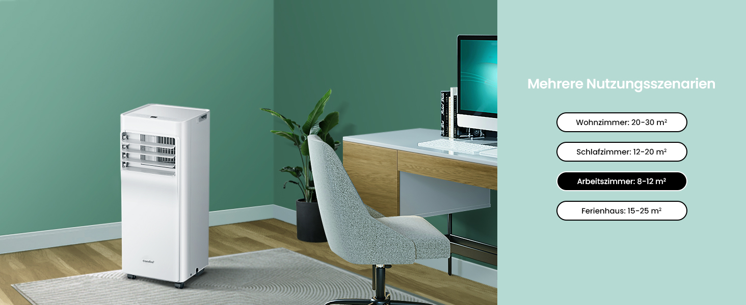 Мобільний кондиціонер Comfee Breezy Cool Pro 2.0 7000 BTU/2.0kW з Wi-Fi, охолодження, вентиляція, осушення – для кімнат до 25 м²