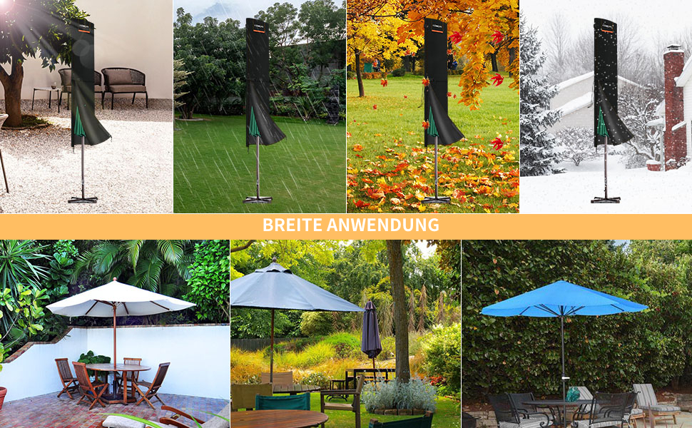 Чохол для парасольки/маркетки, 3-5 м, великий, захист від сонця, вітру, снігу, UV-стійкий, 160x30/30 см