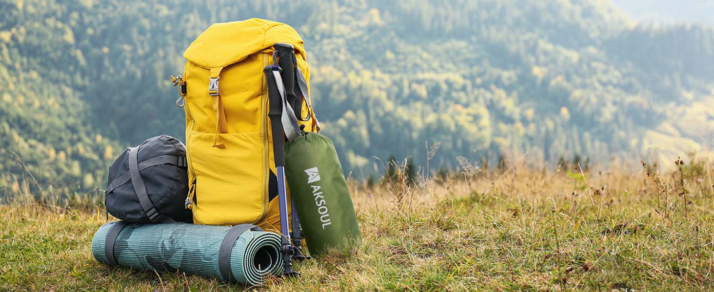 Самонадувний кемпінговий килимок AKSOUL Outdoor: ультралегкий термо-матрац для намету та трекінгу з подушкою, 10 см, армійний зелений