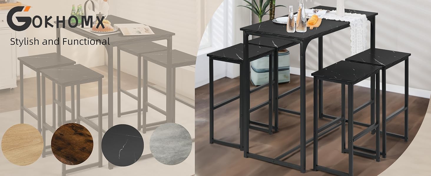 Набір кухонних меблів: стіл та 4 табурети з дуба для кухні та бару