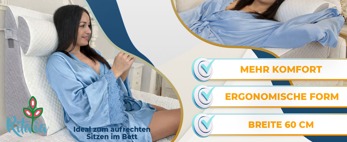 Ортопедична подушка для ніг Ritalia VENENKISSEN: підтримка ніг, 3 рівня, для лімфодренажу та варикозу (60x60x30)
