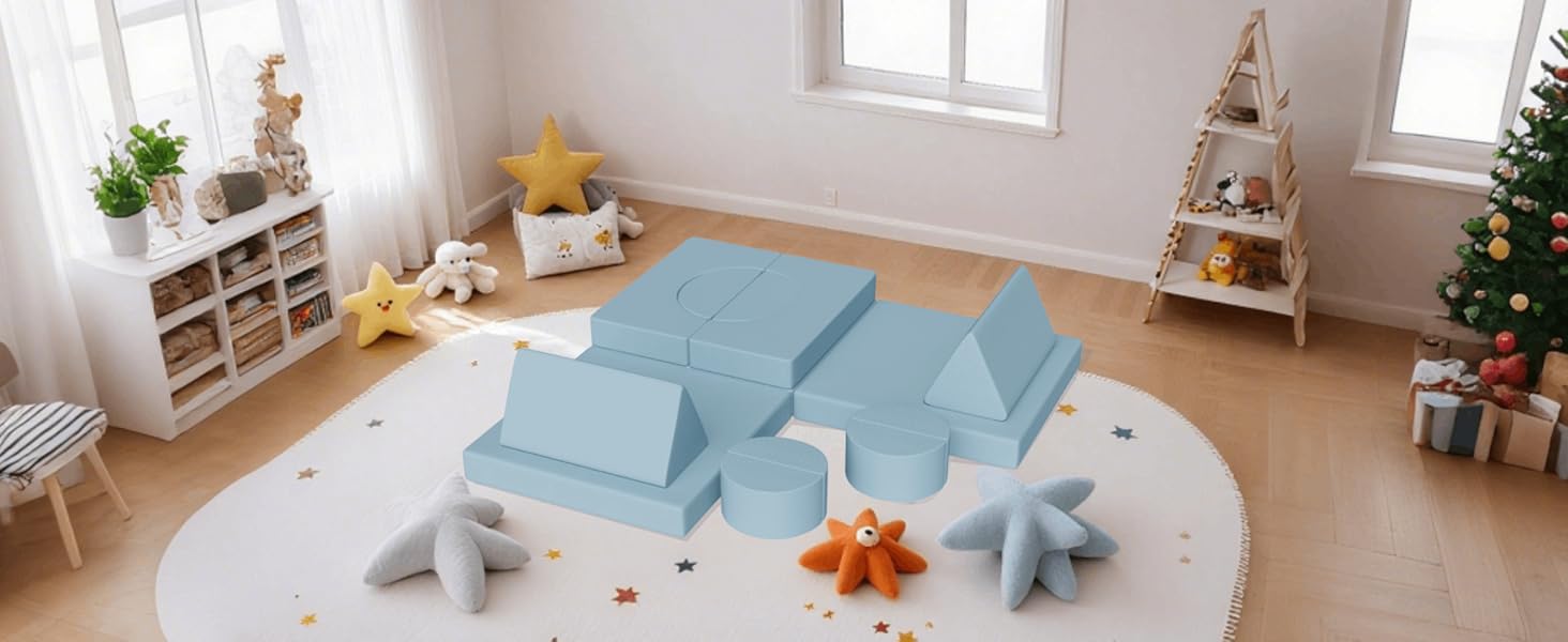 Дитяче ігрове диван-конструктор MAMIZO Cord, 15 елементів, блакитний. Модульний диван для гри та відпочинку, сертифікат Oeko-Tex