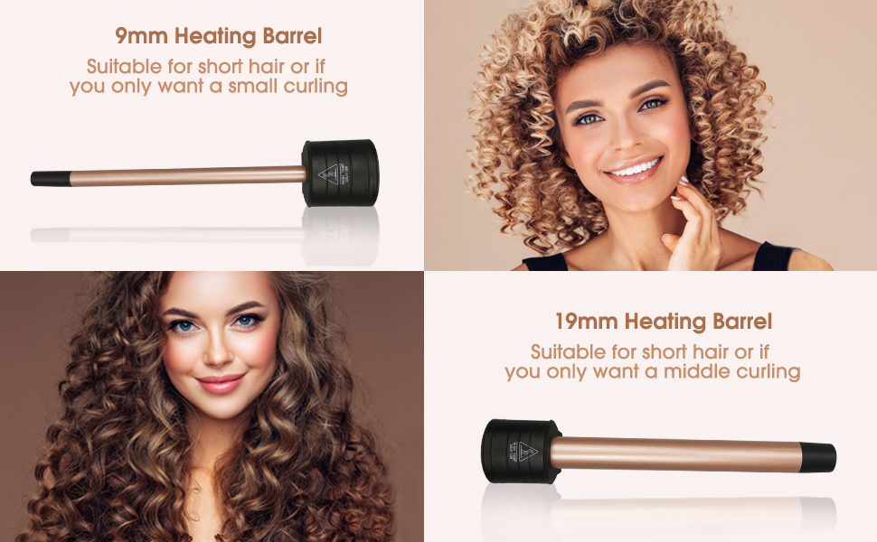 Набір для завивки волосся Janelove 5 в 1 - локони 10-32 мм, кераміка, регулювання температури, рукавички, чохол (рожеве золото)