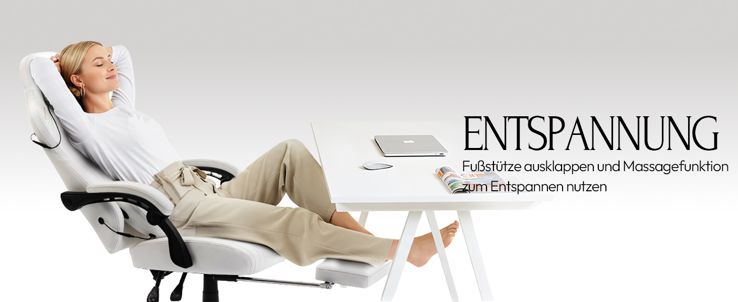 Ігровий крісло Dowinx з масажем, ергономічний дизайн, підтримка попереку та шиї, до 135 кг, шкіряне, чорний