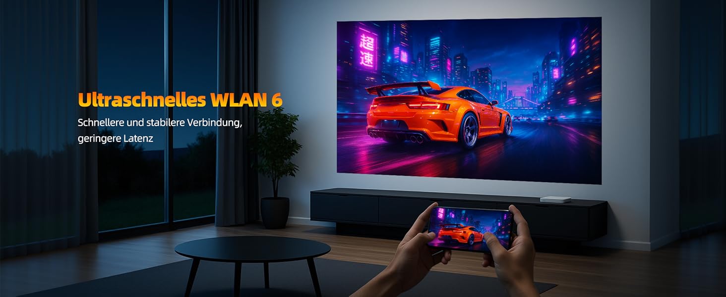 Портативний проєктор Mini Beamer 4K з WiFi6, Bluetooth 5.0 та Android 11.0. Підтримка HDMI, USB, Laptop для домашнього кінотеатру. Автоматичне вирівнювання зображення