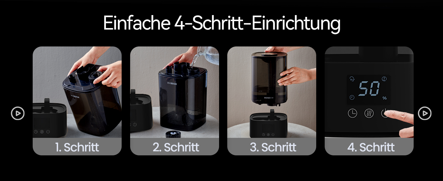 Зволожувач повітря автоматичний для спальні та великих приміщень 4.5 л, з таймером, сенсором вологості, до 18 годин роботи, автовимкнення, 360° розпилення (Чорний)