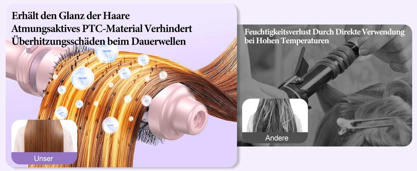 BESTOPE PRO Локкенстаб: Набір випрямляча та плойки 5 в 1 з термощіткою, 3 плойки (9-25 мм) для великих локонів, 13 температур, захисне покриття, рукавичка, затискач (Блідо-рожевий)
